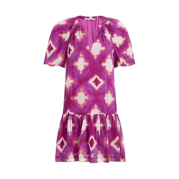 Marie Oliver Greta Mini Dress Lavender Lattice Multi Puff Sleeve Tuckernuck - Picture 5 of 10